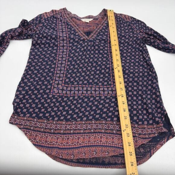 LUCKY BRAND Shirt Women's Size S  Boho Floral Print Relaxed Blouse Casual Top - Picture 8 of 8